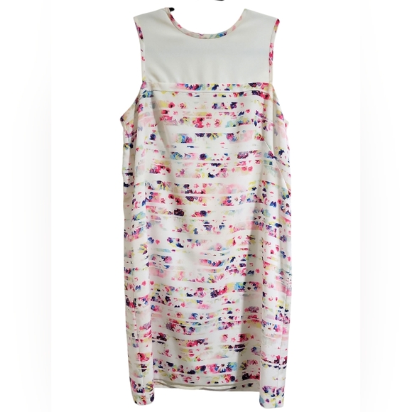 Shoshanna Abstract Floral Stiped Sleeveless Shift Dress Size 6 Anthropologie - Picture 2 of 16